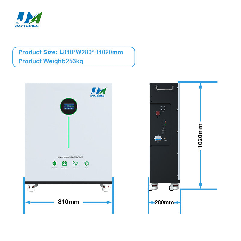 JM UL CE Certified 48V 51.2V 30kwh Lithium Ion Batteries for