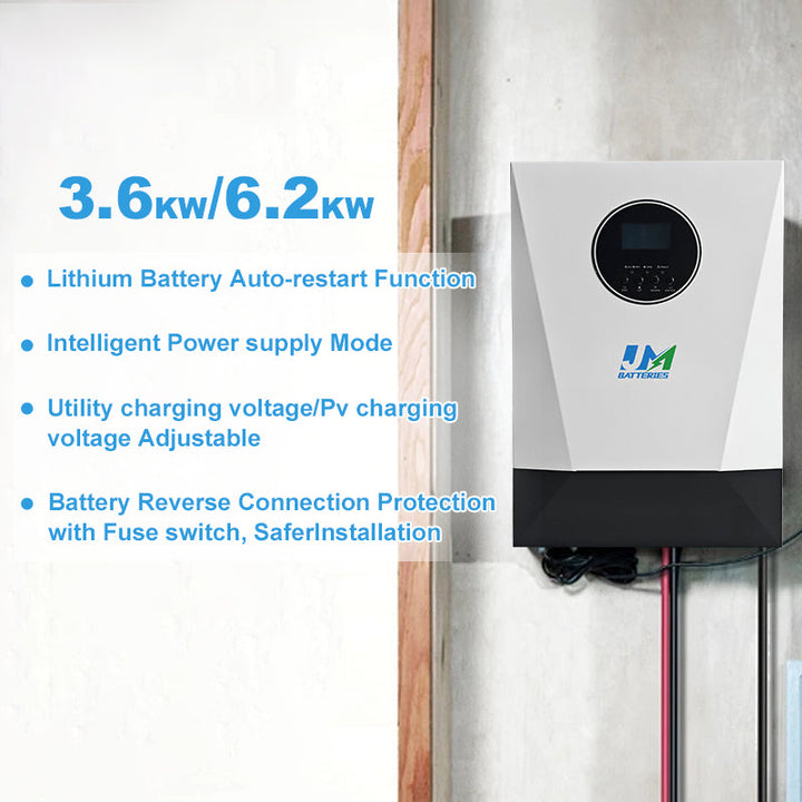 Jm Top Selling Personalized off Grid Pure Sine Wave 6.2kwh 220V 50HZ Hybrid Solar Inverter JMBatteries
