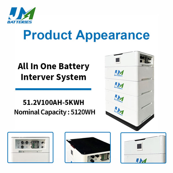 AIO 51.2V 100AH 200AH 300AH Hybrid 5kw Inverter and Lithium Batteries