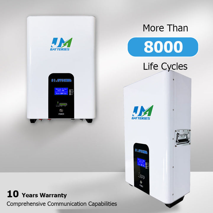 JM 5kw 10kw Home Solar Energy Storage Wall Mounted Battery Pack 100ah 48v Lifepo4 Lithium Ion 100% Efficient Home Solar System JMBatteries