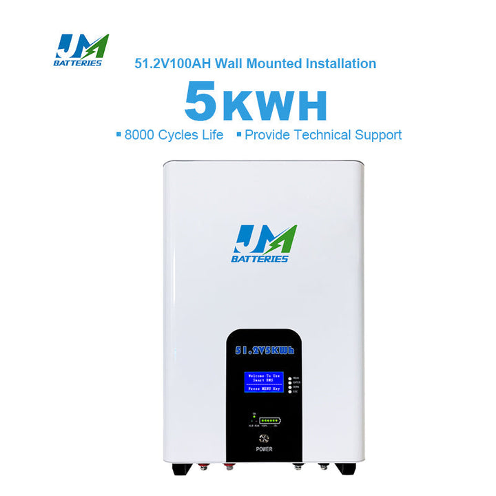 JM 5kw 10kw Home Solar Energy Storage Wall Mounted Battery Pack 100ah 48v Lifepo4 Lithium Ion 100% Efficient Home Solar System JMBatteries